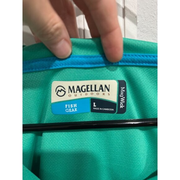 Magellan Outdoors MagWick Fish Gear Hooded Long Sleeve Top Green Sz Large Active - Picture 5 of 10